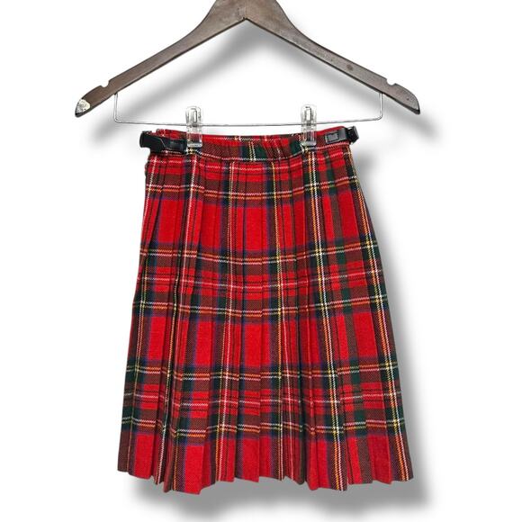 Blarney Skirt Wrap Kilt Wool Blend Red Stewart Tartan Ireland Plaid VTG Girls 28 - Picture 13 of 14